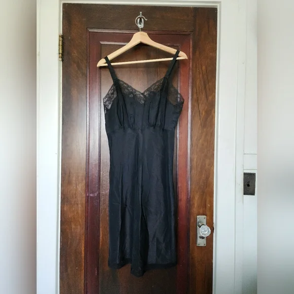 Barbizon Extoll Remarque Black Crepe Dress Women’s Size 14 | Vintage Lace Formal - Picture 1 of 3